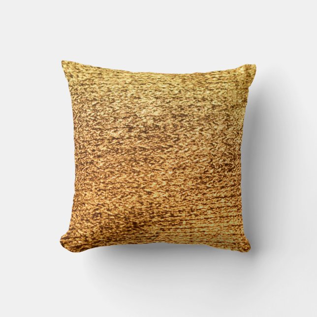 Golden textile: glamorous macro background. throw pillow (Front)