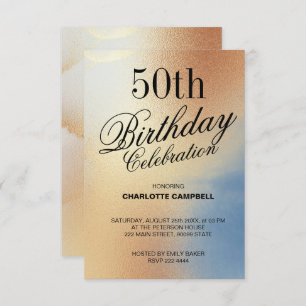 Golden Texture Birthday Invitation
