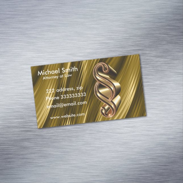 Golden texture business card magnet (In Situ)
