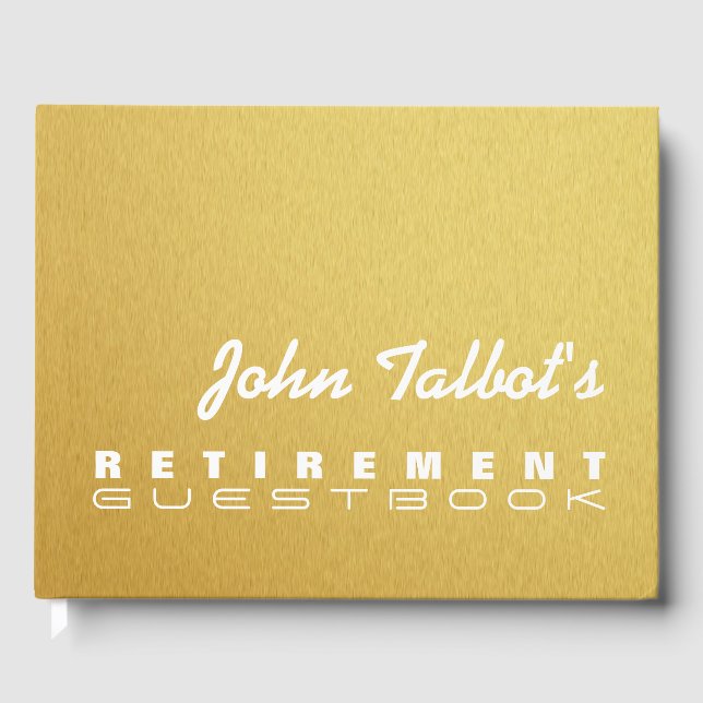 Golden Texture Custom Retirement Guest Book (Front)
