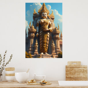 Golden Thai Temple Guardian Poster