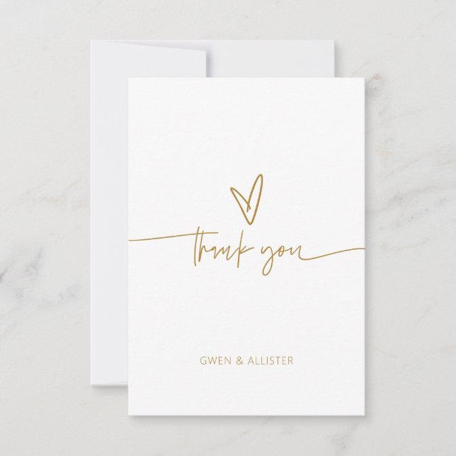 Golden Thank You Card Boho Greeting Card  (Front)
