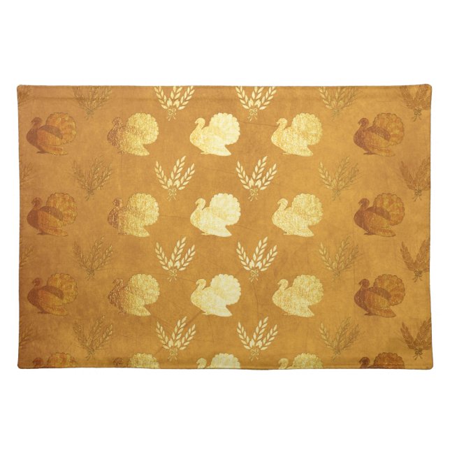 Golden Thanksgiving with Turkey Cloth Placemat (Front)