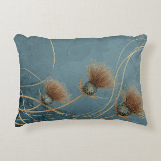 Golden Thistle Teal Blue Texture Elegance Accent Pillow