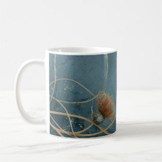 Golden Thistle Teal Blue Texture Elegance Coffee Mug