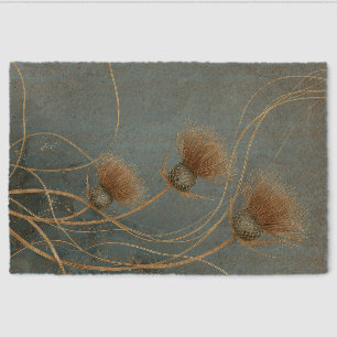 Golden Thistle Teal Blue Texture Elegance Fiber Doormat