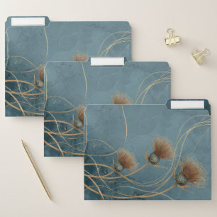 Golden Thistle Teal Blue Texture Elegance File Folder