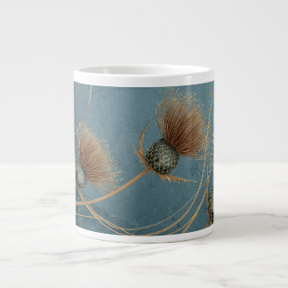 Golden Thistle Teal Blue Texture Elegance Giant Coffee Mug