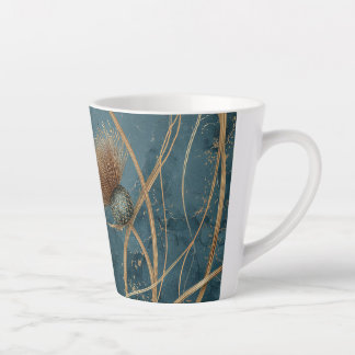 Golden Thistle Teal Blue Texture Elegance Latte Mug