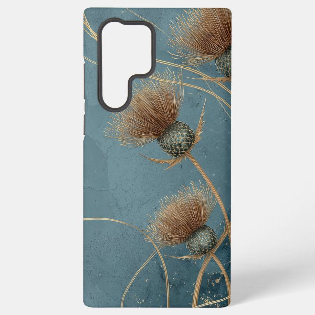 Golden Thistle Teal Blue Texture Elegance Samsung Galaxy Case (Back)