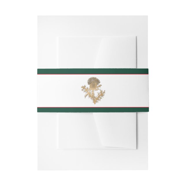 Golden Thistle Wedding Invitation Belly Band (Front Example)
