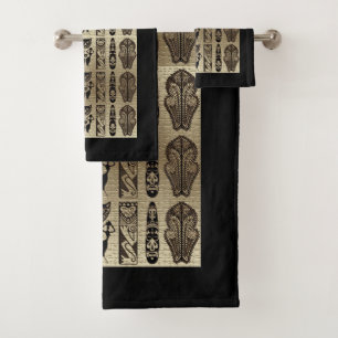 Golden Threads of Tradition • Afrocentric Black &  Bath Towel Set