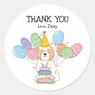Golden Tibetan Terrier Birthday Favor Tags Sticker