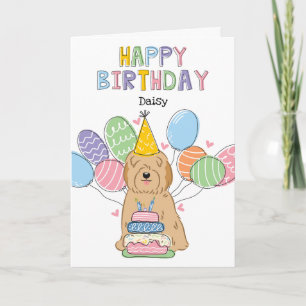 Golden Tibetan Terrier Dog Birthday Party Card