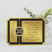Golden Ticket 25th Birthday Party Invitation (Standing Front)