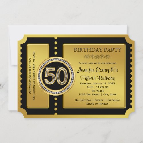 Golden Ticket 50th Birthday Party Invitation