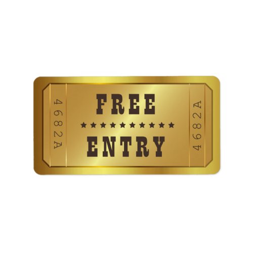 Golden Ticket Admit One Stars Free Entry Vintage Label