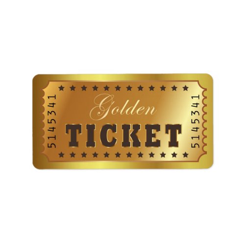 Golden Ticket Admit One Stars Number Entry Vintage Label