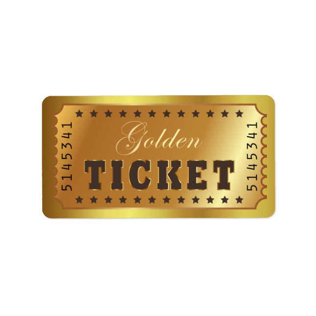 Golden Ticket Admit One Stars Number Entry Vintage Label (Front)