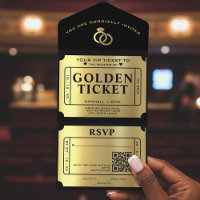 Golden Ticket Black & Gold QR Code Wedding