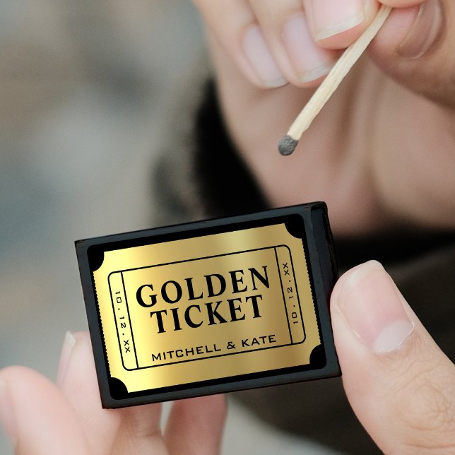 Golden Ticket Black & Gold Wedding Matchboxes (Golden Ticket Black & Gold Wedding Matchboxes
)