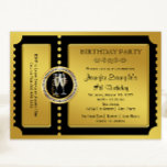 Golden Ticket Champagne Birthday Party Invitation at Zazzle