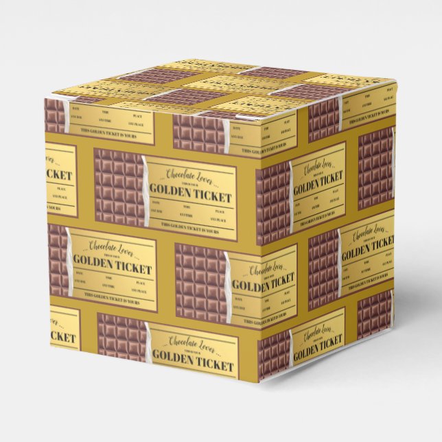 Golden Ticket Chocolate Candy Bar Favor Boxes (Front Side)