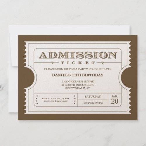 Golden Ticket Invitations on Gold Sparkle Paper