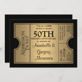 Golden Ticket Style 50th Wedding Anniversary Party Invitation (Front/Back)