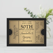 Golden Ticket Style 50th Wedding Anniversary Party Invitation (Standing Front)