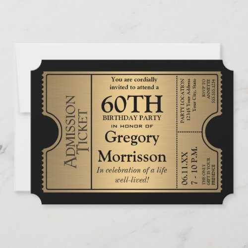 Golden Ticket Style 60th Birthday Party Invite
