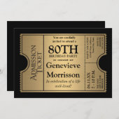 Golden Ticket Style 80th Birthday Party Invite (Front/Back)