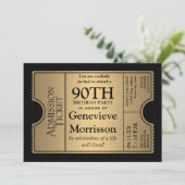 Golden Ticket Style 90th Birthday Party Invite (Standing Front)