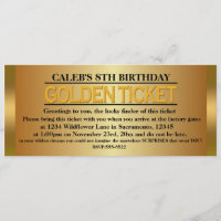 GOLDEN TICKET TYPE Birthday Party Event Invitation