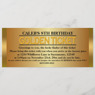 GOLDEN TICKET TYPE Birthday Party Event Invitation