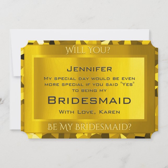Golden Ticket Will You Be My Bridesmaid Invitation (Front)