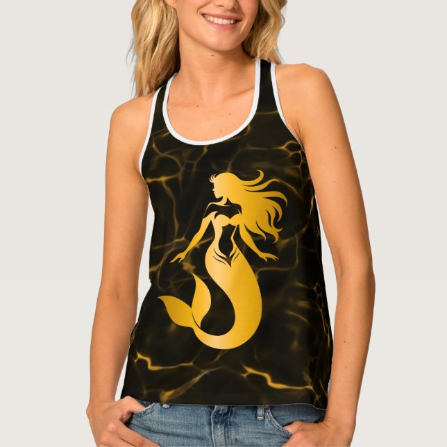 Golden Tide Mermaid Tank Top (Front)