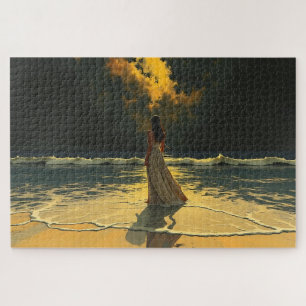 Golden Tide of Solitude   Celestial Tides Jigsaw Puzzle
