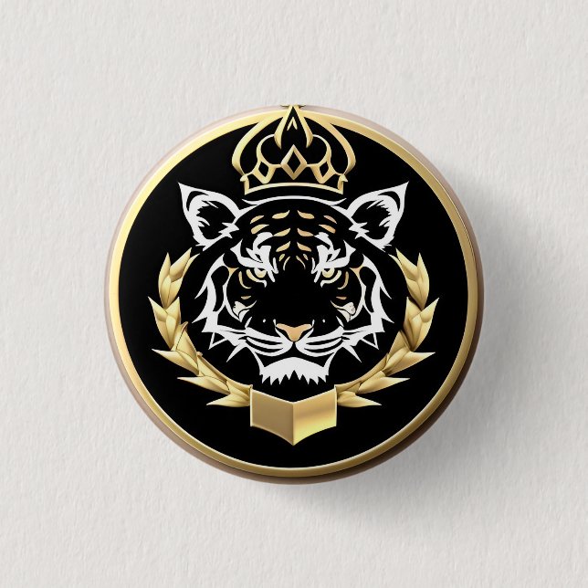 Golden Tiger Crest Emblem Button (Front)