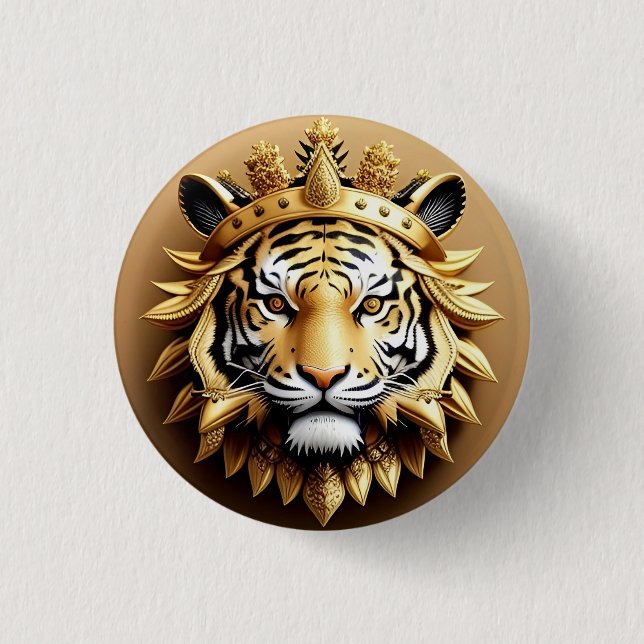 Golden Tiger Crest Emblem Button (Front)