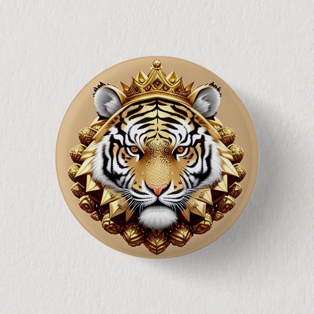 Golden Tiger Crest Emblem Button (Front)