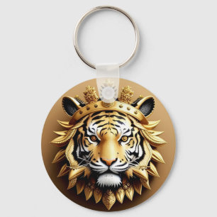 Golden Tiger Crest Emblem Keychain