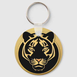 Golden Tiger Crest Emblem Keychain