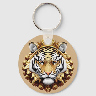 Golden Tiger Crest Emblem Keychain