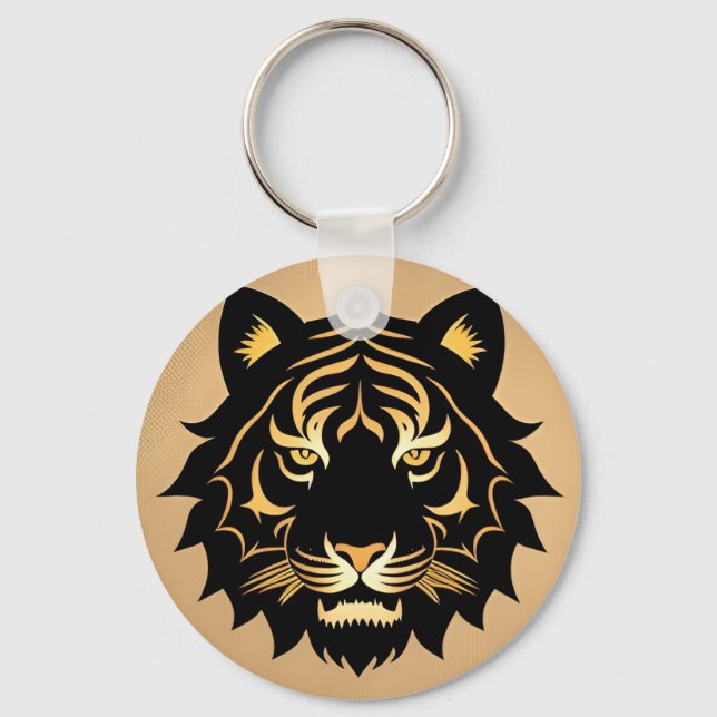 Golden Tiger Crest Emblem Keychain (Front)