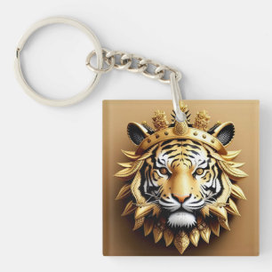 Golden Tiger Crest Emblem Keychain