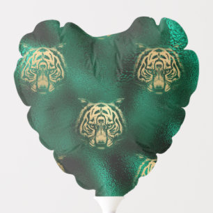 Golden Tiger Face Emerald Green Wild Animal Feline Balloon