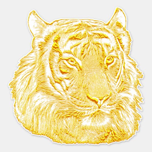 Golden Tiger Face jungle safari animal nature art Sticker