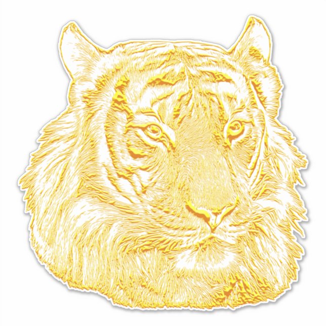 Golden Tiger Face jungle safari animal nature art Sticker (Front)
