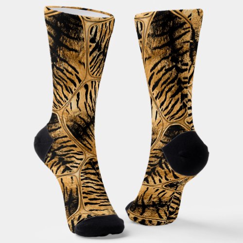 Golden Tiger Faux Fur Cells  Socks